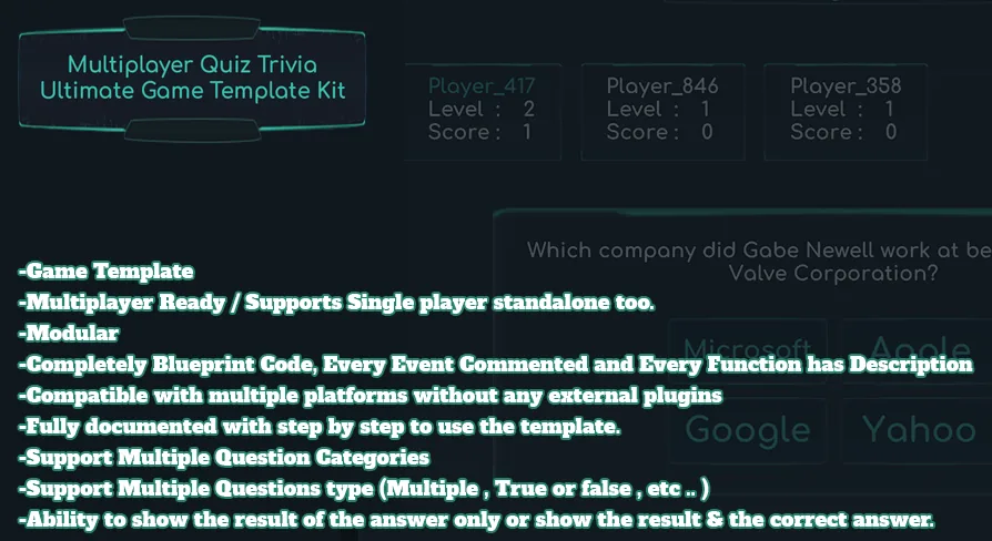 Multiplayer Quiz Trivia Ultimate Game Template Kit thumbnail